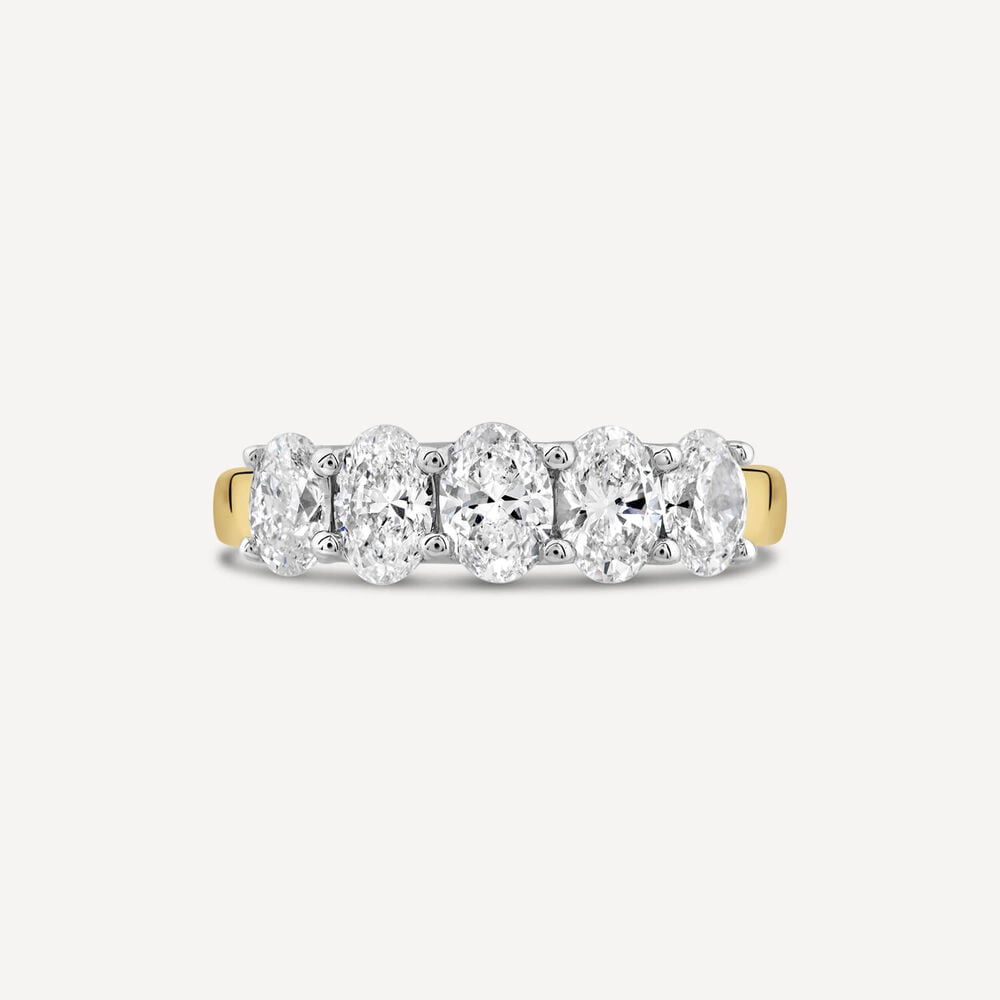Born 18ct Yellow Gold 1.5ct Lab Grown Oval 5 Stone Half Eternity Diamond Ring image number 1