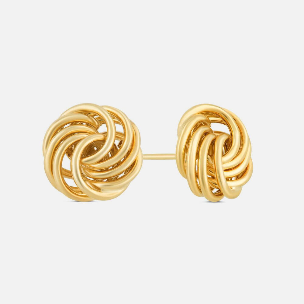 9ct Yellow Gold Multi Circle Knot Stud Earrings