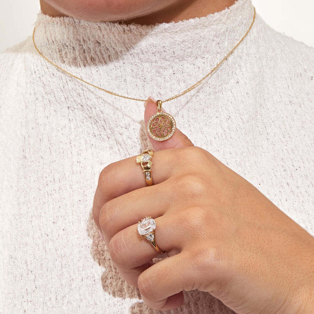 9ct Yellow Gold Celtic Knot Cubic Zirconia Pendant image number 5