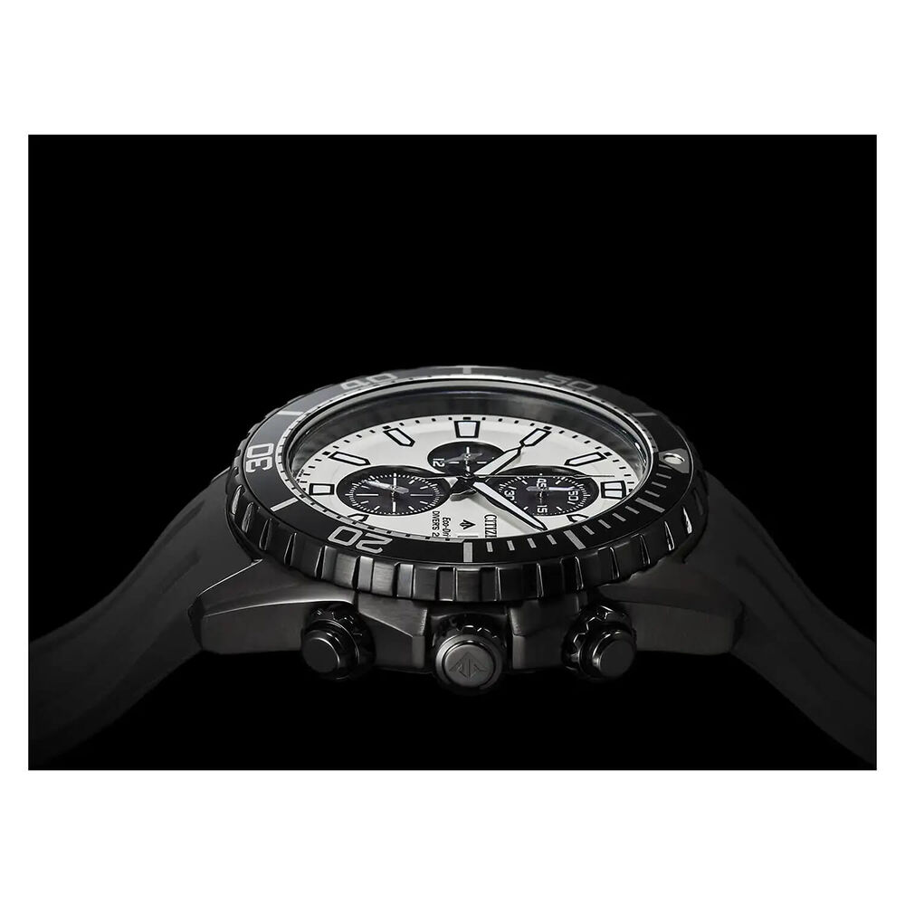 Citizen Promaster 44mm White & Black Chronograph Dial Black Rubber Strap Watch image number 5