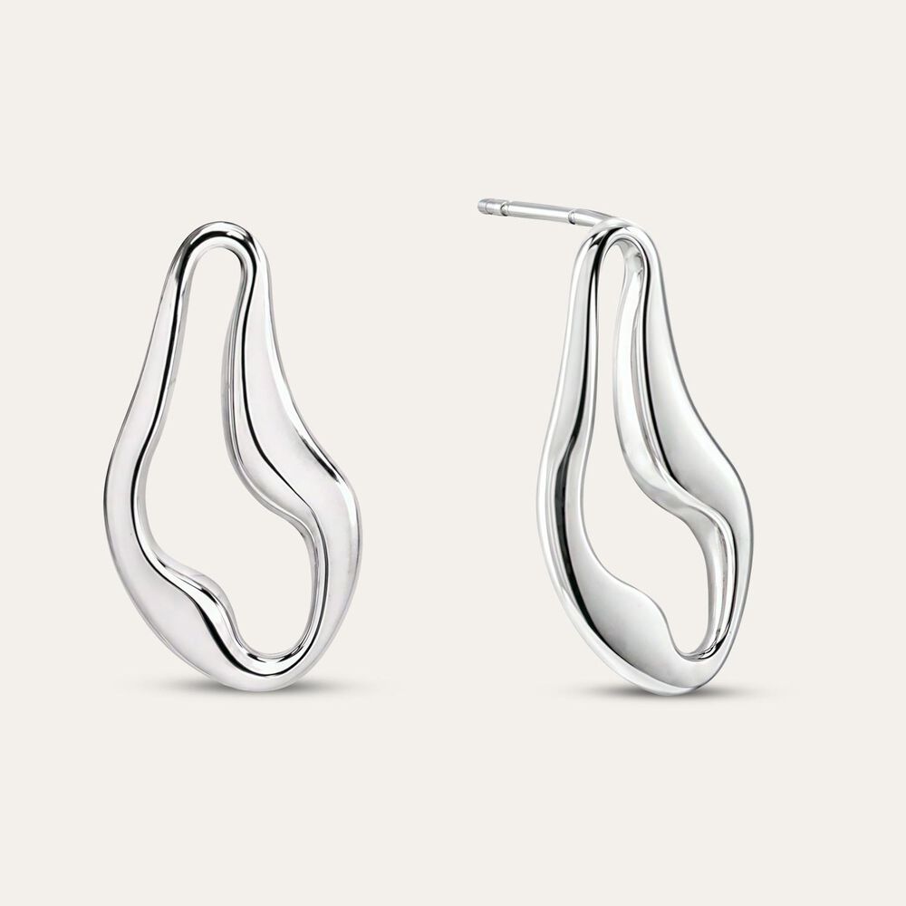 Sterling Silver Open Swirl Centre Drop Earrings