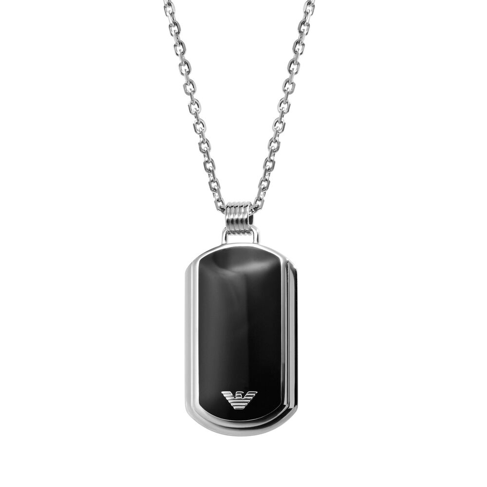 Emporio Armani Gents Stainless Steel Black Dogtag Necklace image number 1