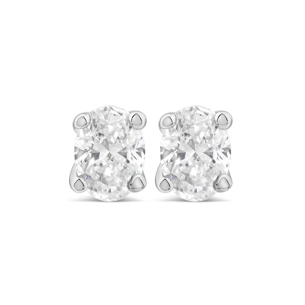 Born 18ct White Gold Lab Grown 0.5ct Diamond Oval Stud Earrings