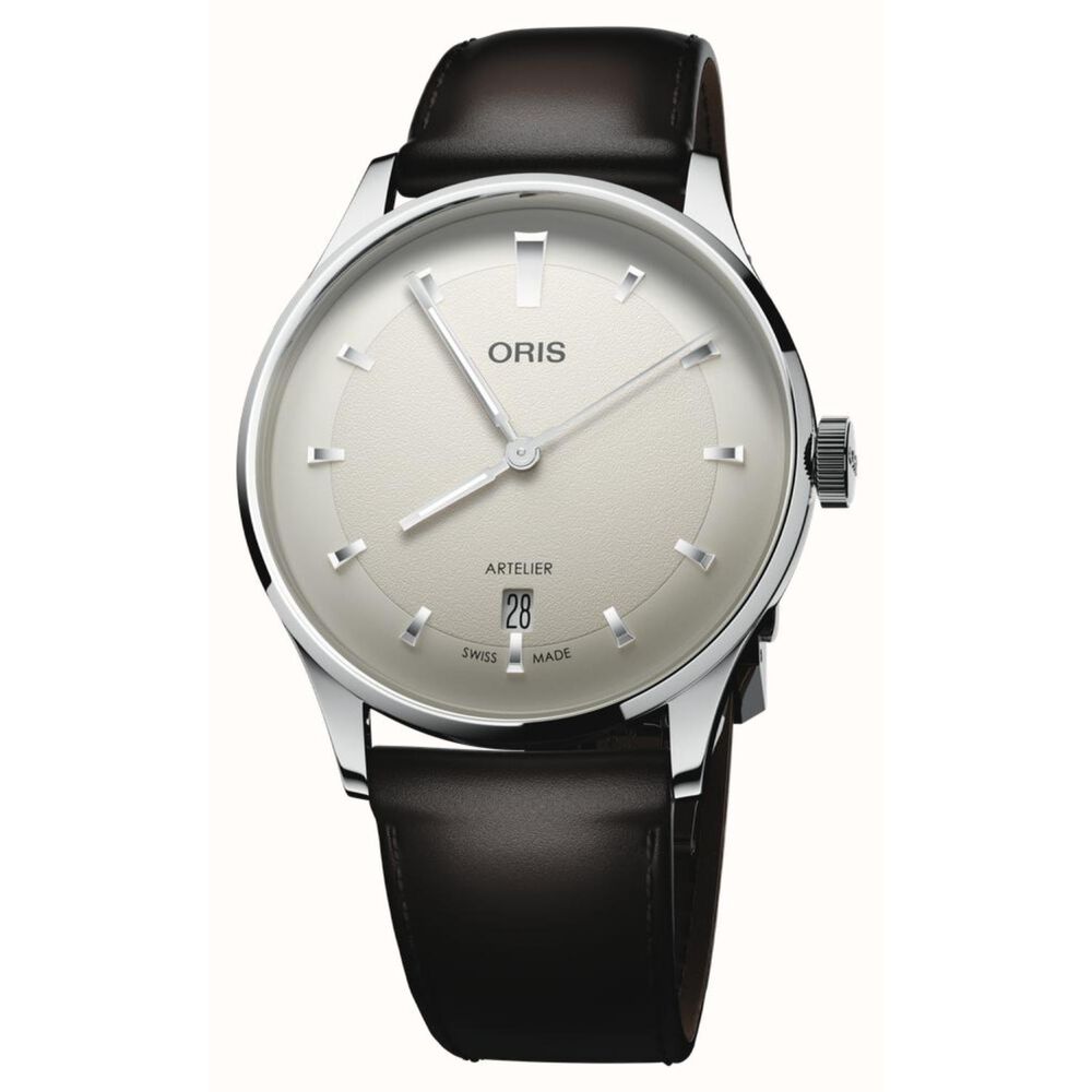 Oris Artelier Date 38mm White Dial Black Leather Strap Watch