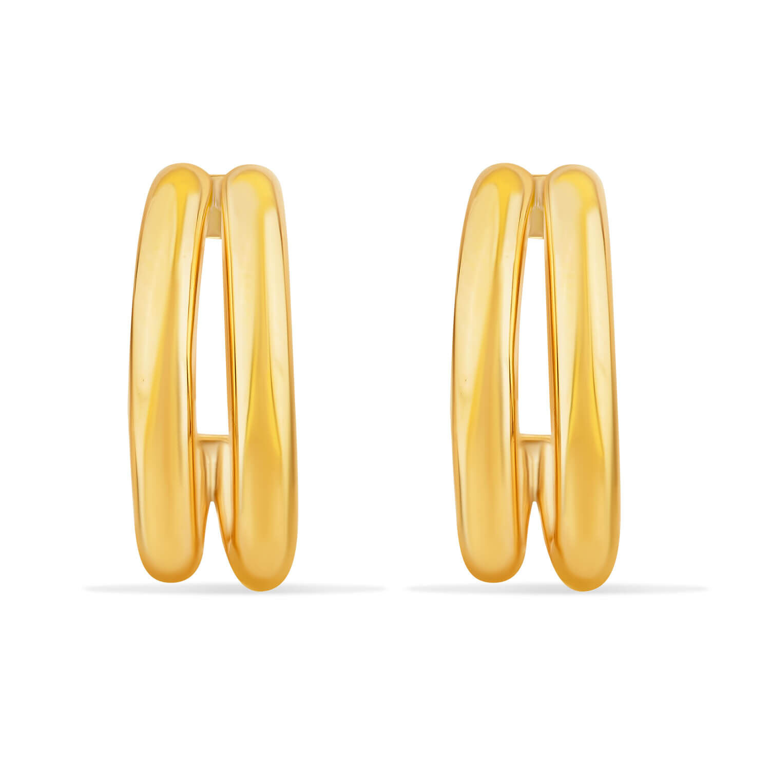 9ct Yellow Gold Double Row Half Hoop Earrings