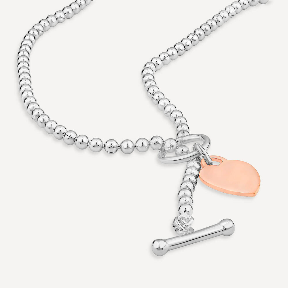 Sterling Silver & Rose Gold Plated Tiffany Heart T-Bar Necklet image number 3