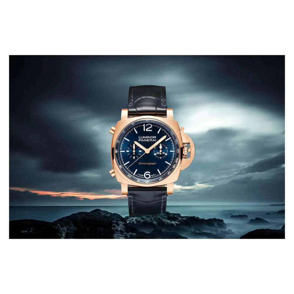 Panerai Luminor 44mm Chrono Goldtech™ Blu Notte Blue Dial Strap Watch image number 4