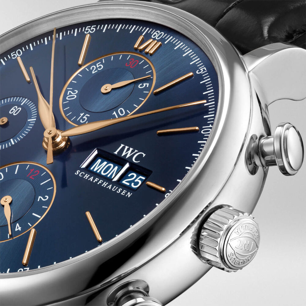 IWC Portofino Collection 42mm Mens Black Strap Blue Dial Watch image number 2