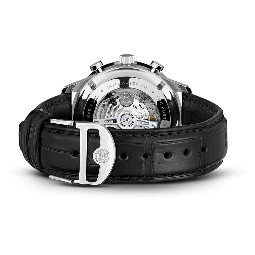 IWC Schaffhausen Portugieser Chronograph Black Dial Strap Watch image number 5