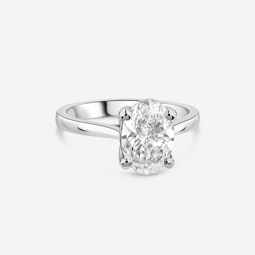 Born Platinum Lab Grown 1.70ct Solitaire Oval Diamond Ring image number 2
