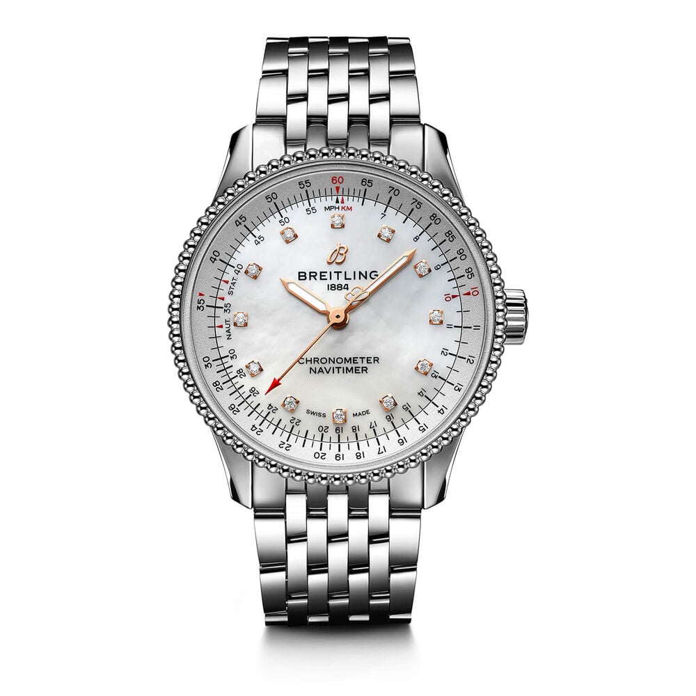 Breitling Navitimer 35mm Caliber 17 White Mother Of Pearl Watch