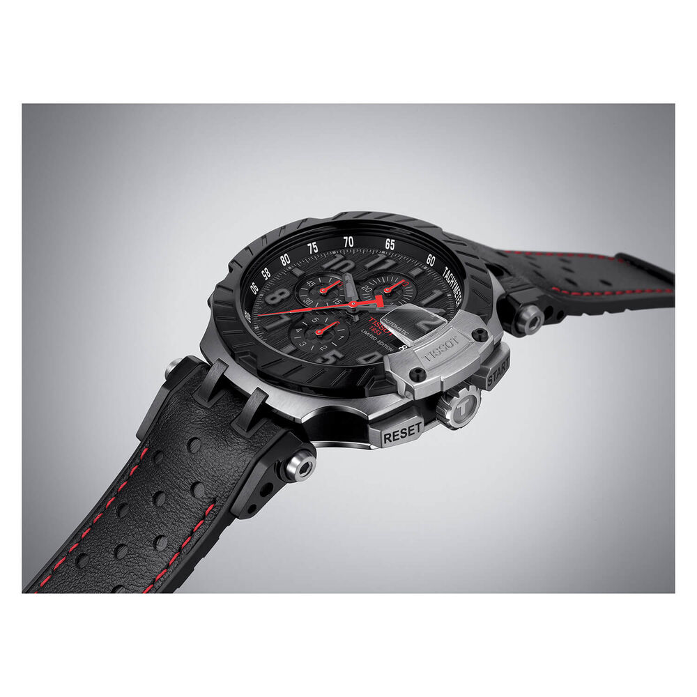 Tissot T-Race MOTO GP Limited Edition 45mm Automatic Black Dial Steel Case Black Leather Strap Watch image number 3