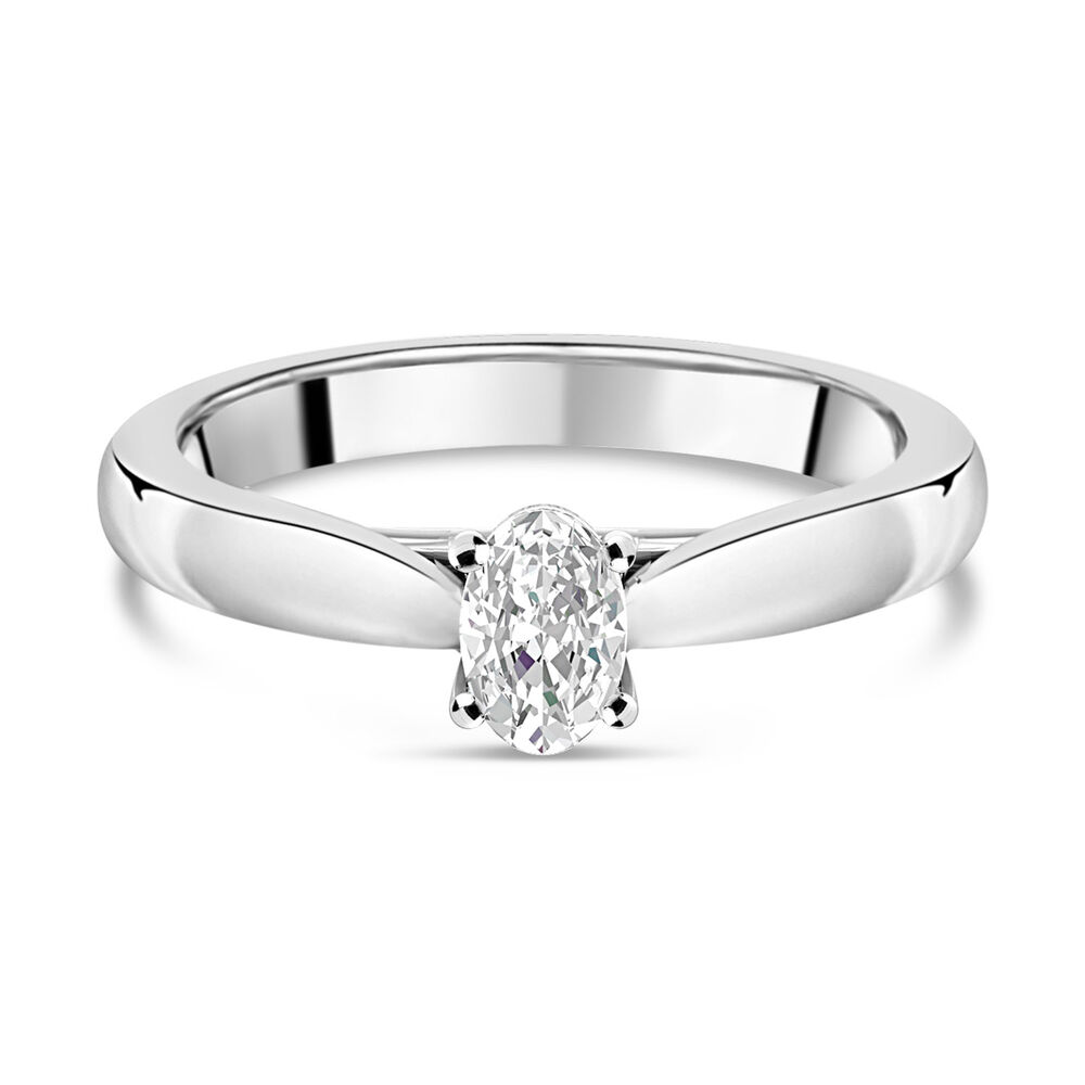 18ct White Gold 0.40ct Oval Diamond Orchid Setting Ring image number 3