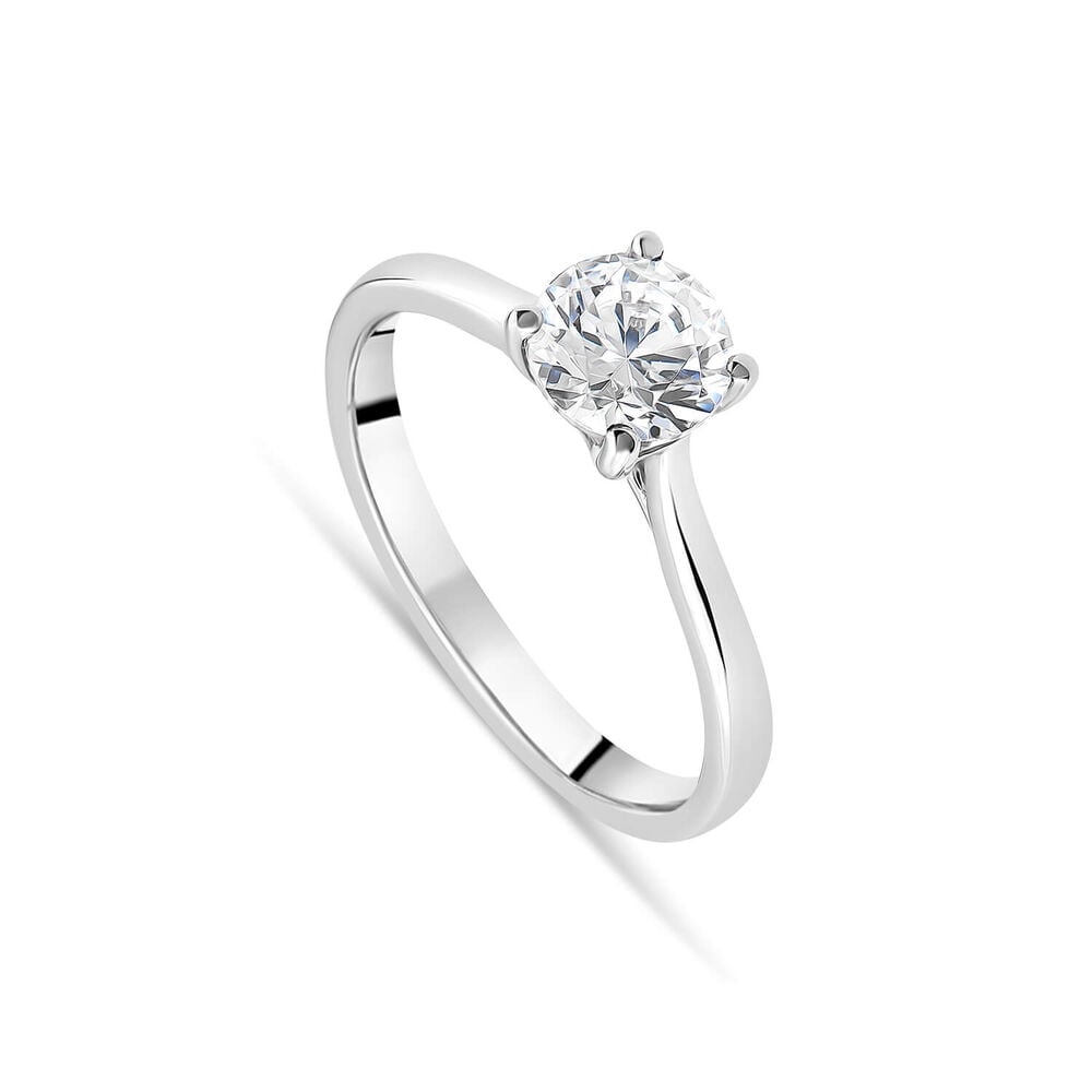 Platinum 1.00ct Round Brilliant Diamond Four Claw Solitaire Ring