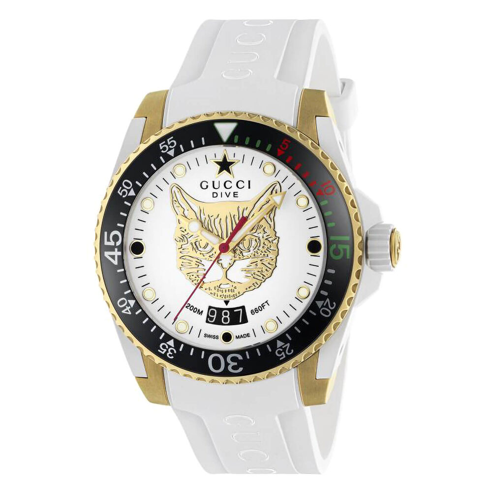 Gucci Dive 40mm White Dial White Strap Unisex Watch