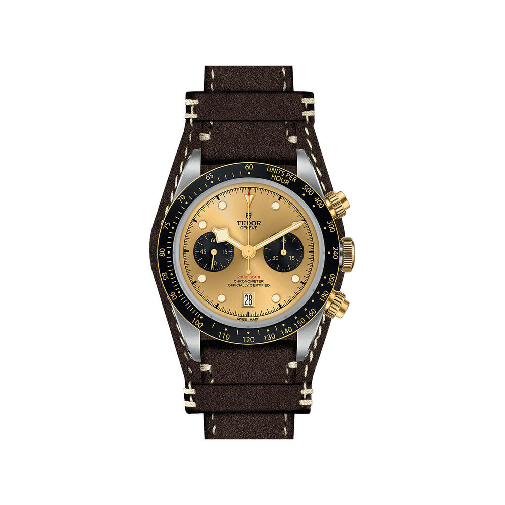 TUDOR Black Bay Chrono S&G 41mm Champagne Dial Brown Leather Strap Watch image number 1