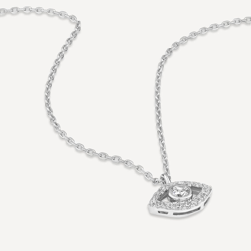 Sterling Silver Cubic Zirconia Set Protective Eye Pendant image number 2