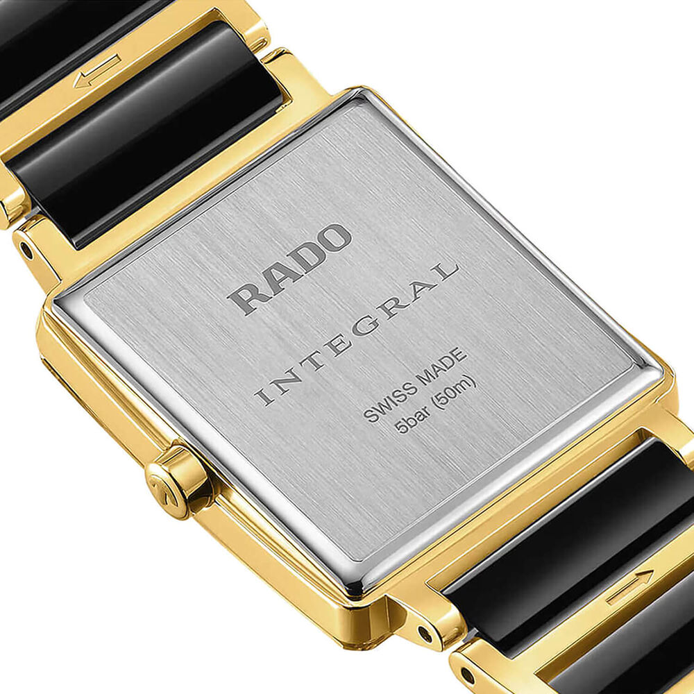 Rado Integral Diamonds 23mm Black Dial Diamond Dots Gold PVD Steel & Ceramic Bracelet Watch image number 3