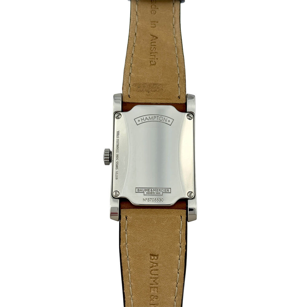 Pre-Owned Baume & Mercier Hampton 34.5x22mm White Dial Brown Leather Strap Watch image number 2
