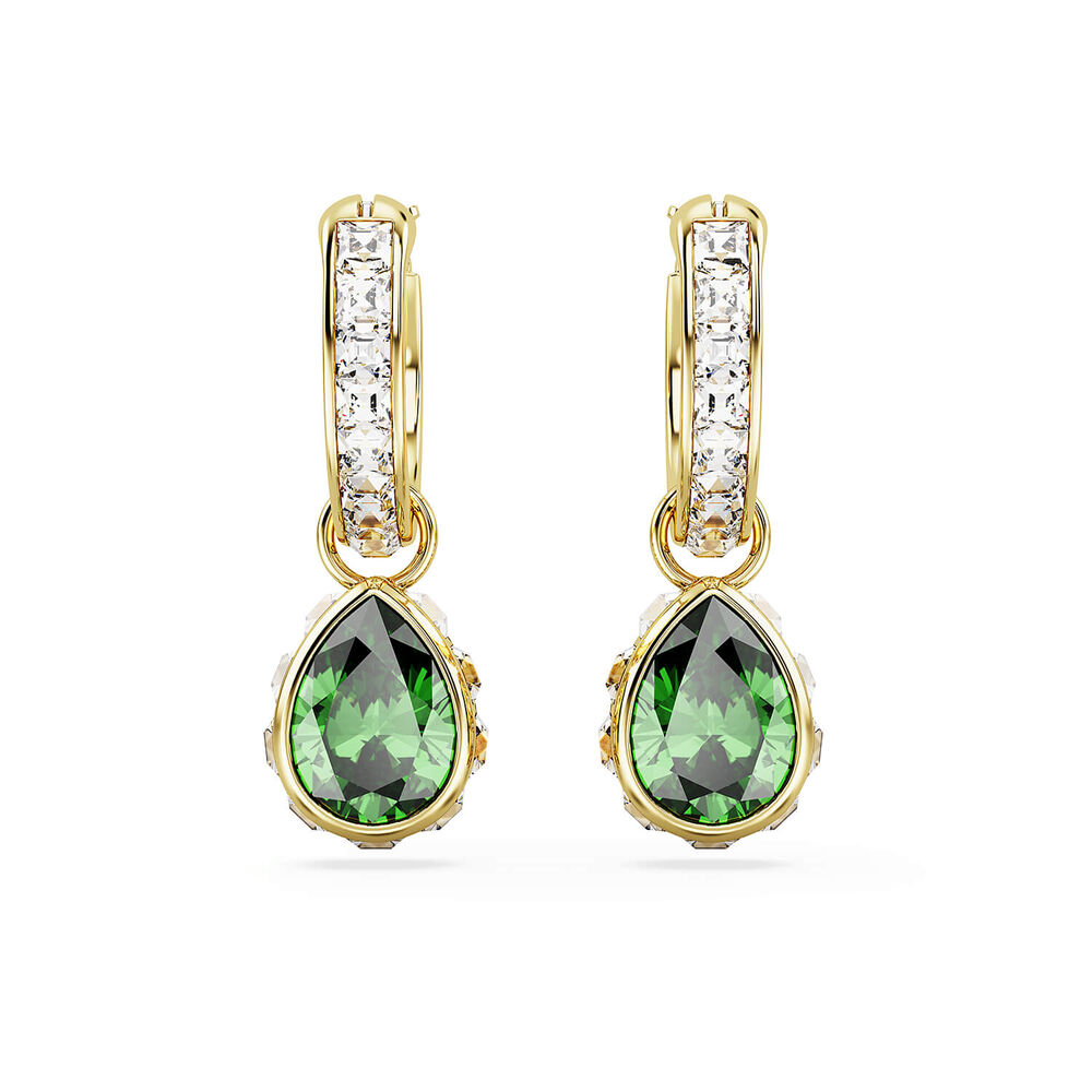Swarovski Chroma Crystals & Green Cubic Zirconia 18ct Yellow Gold Finished Stud Earrings