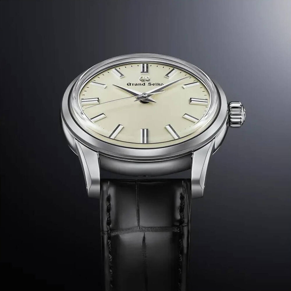 Grand Seiko Heritage Cream 37.3mm Cream Dial Black Leather Strap Watch image number 3
