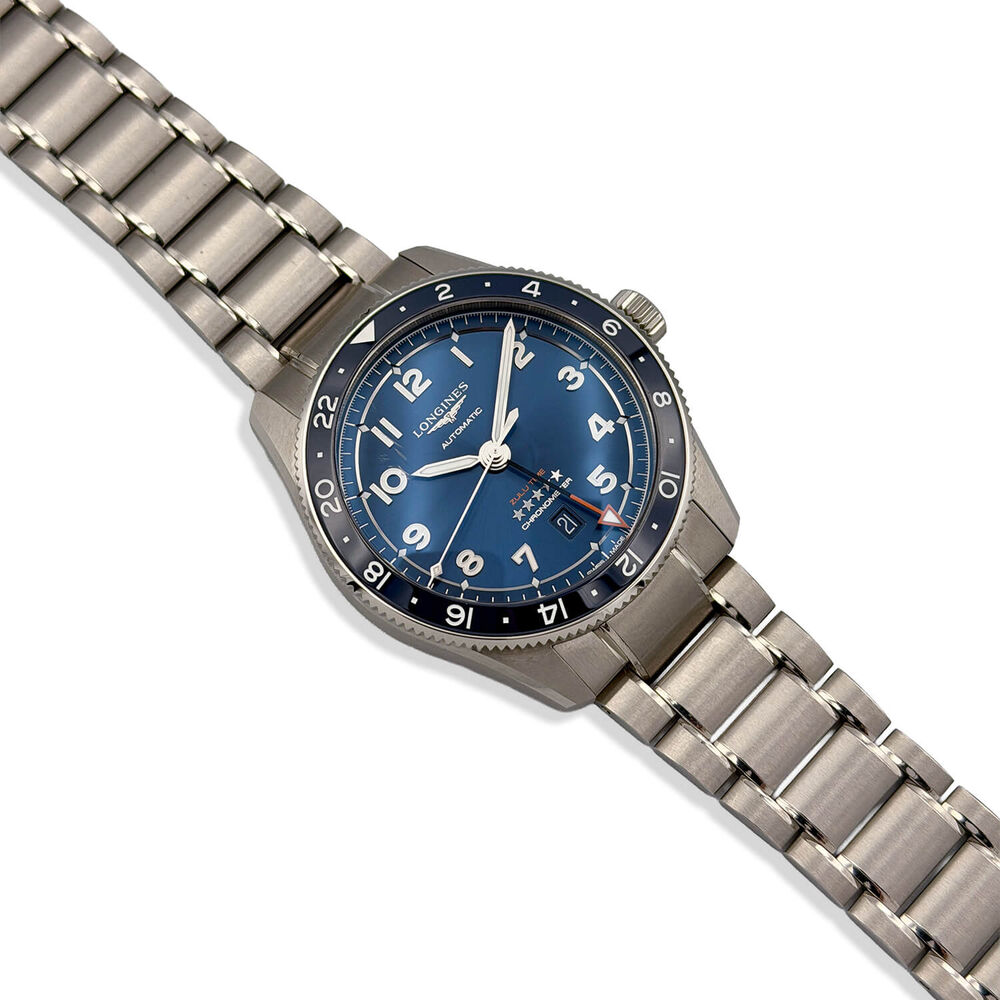 Pre-Owned Longines Spirit Zulu Time 42mm Blue Dial & Bezel Steel Bracelet Watch image number 1