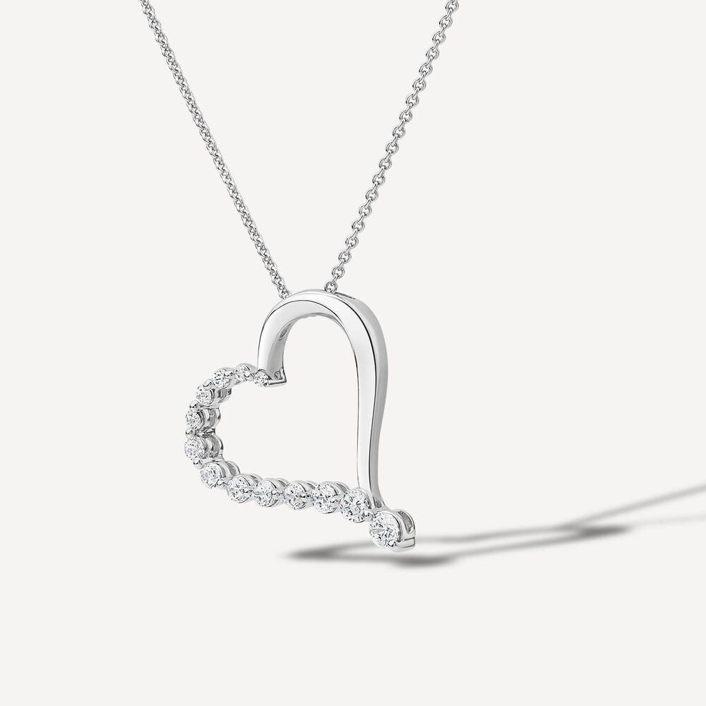 9ct White Gold 0.33ct Diamond Heart Journey Pendant