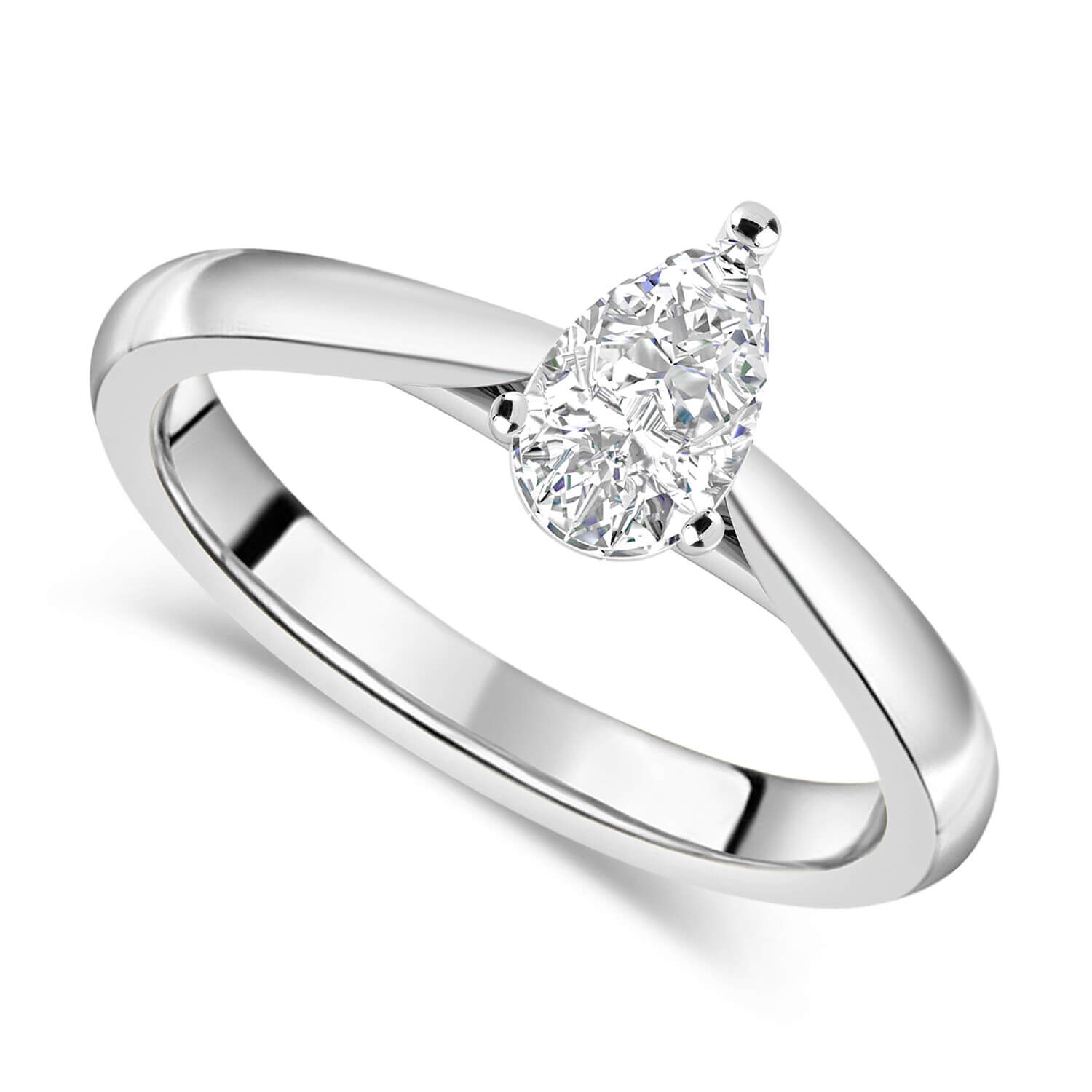 18ct White Gold 0.70ct Pear Diamond Orchid Setting Ring at Fraser Hart