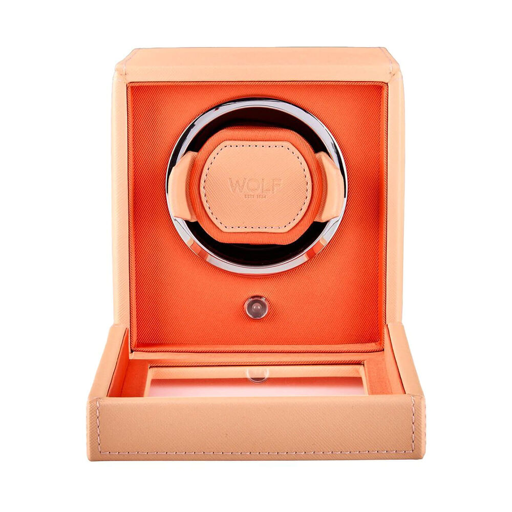 WOLF Cub Seltzer Peach & Orange Single Watch Winder With Cover