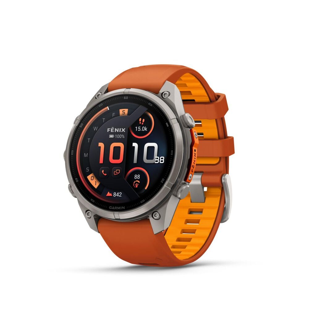 Garmin fenix 9 Pro 47mm Titanium Autumn Orange/Spark Orange Silicone Strap Watch