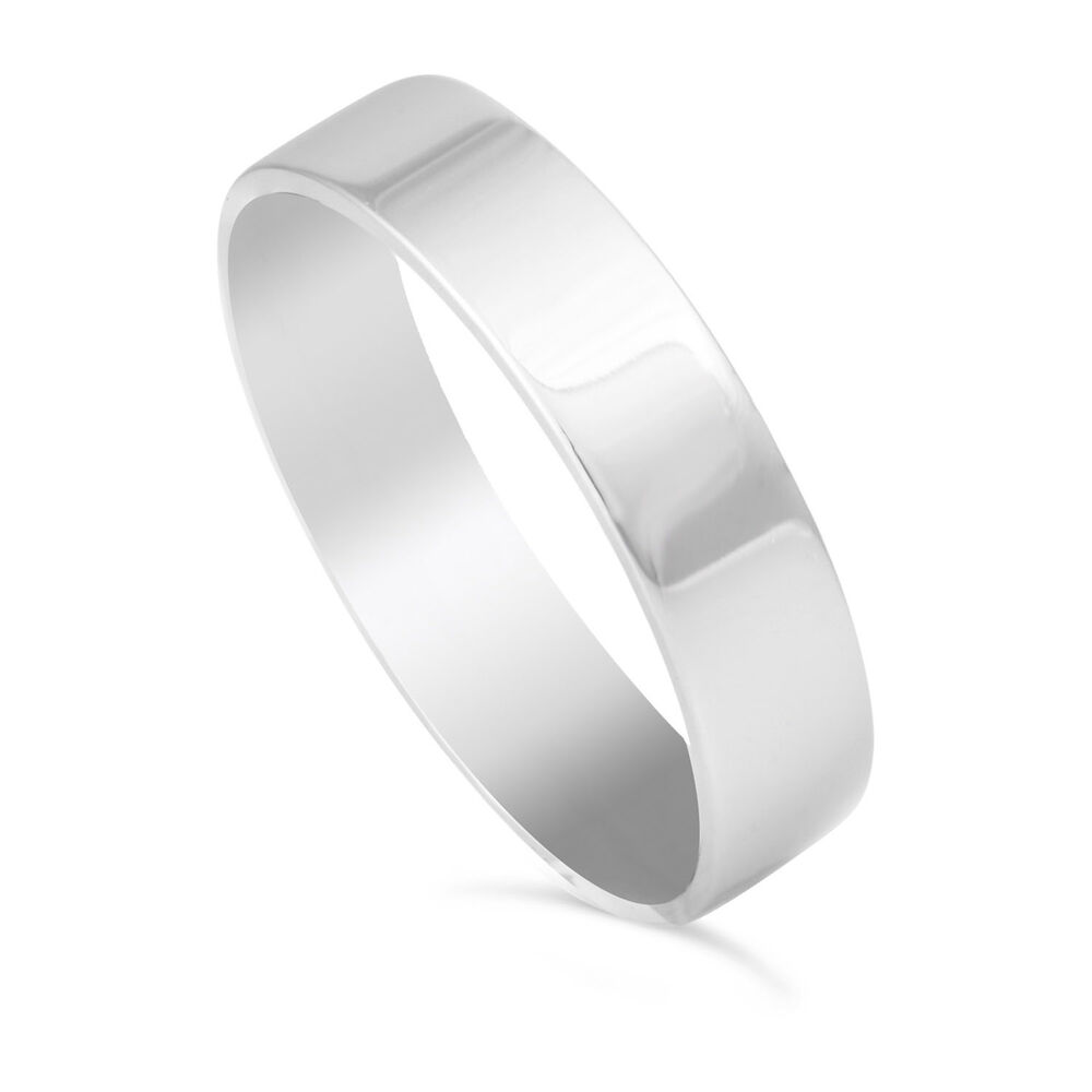 Men's platinum 5mm flat court wedding ring image number 0