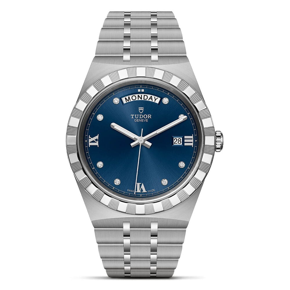 TUDOR Royal 41mm Blue Diamond Roman Numerals Dial Day & Date Steel Bracelet Watch image number 0