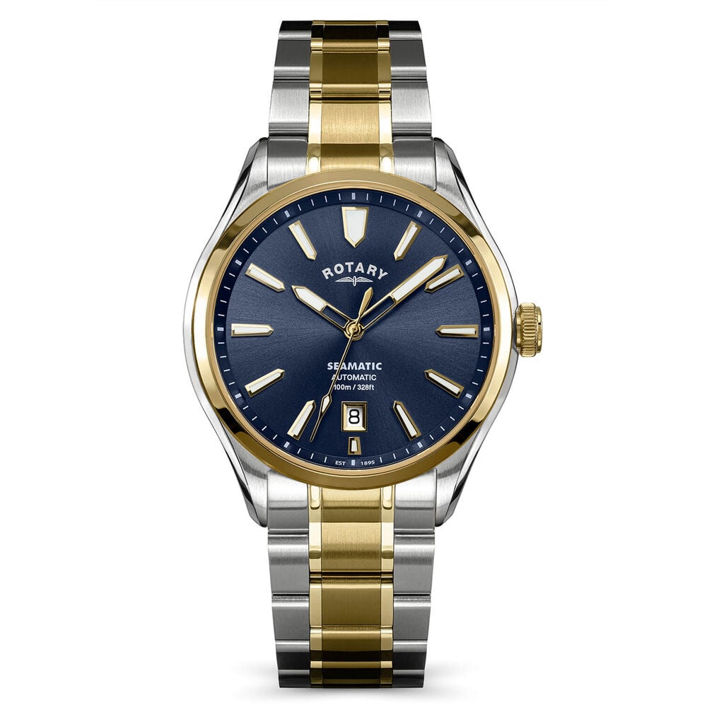 Rotary Seamatic 100 40mm Blue Dial Silver & Gold Plated Stainless Steel Bracelet Watch