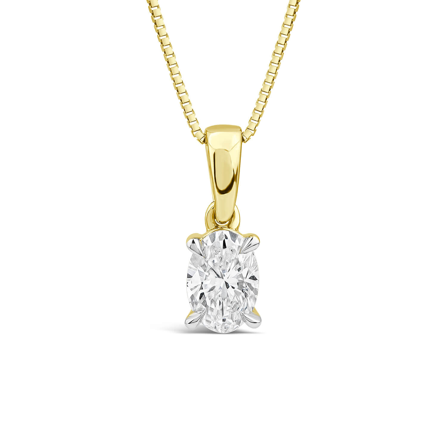 18ct Yellow Gold Lab Grown 0.33ct Oval Diamond Pendant at Fraser Hart