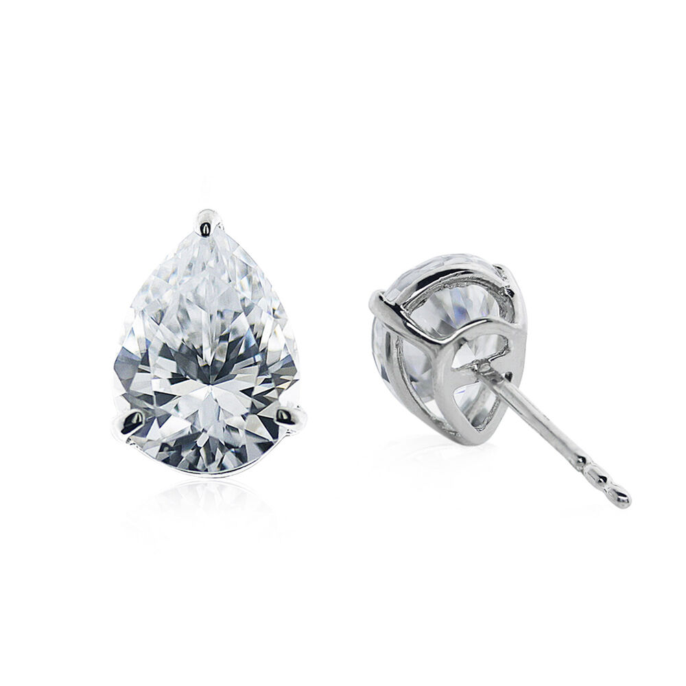 CARAT* London 9ct White Gold Pear Shape Stud Earrings