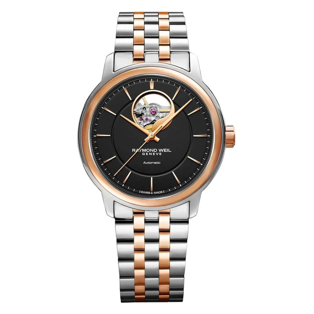 Raymond Weil Maestro 40mm Automatic Black Dial Steel & Rose Gold PVD Case Bracelet Watch