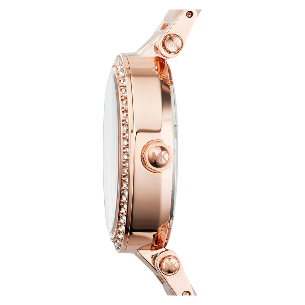 Michael Kors Parker ladies' stone set rose gold-plated bracelet watch