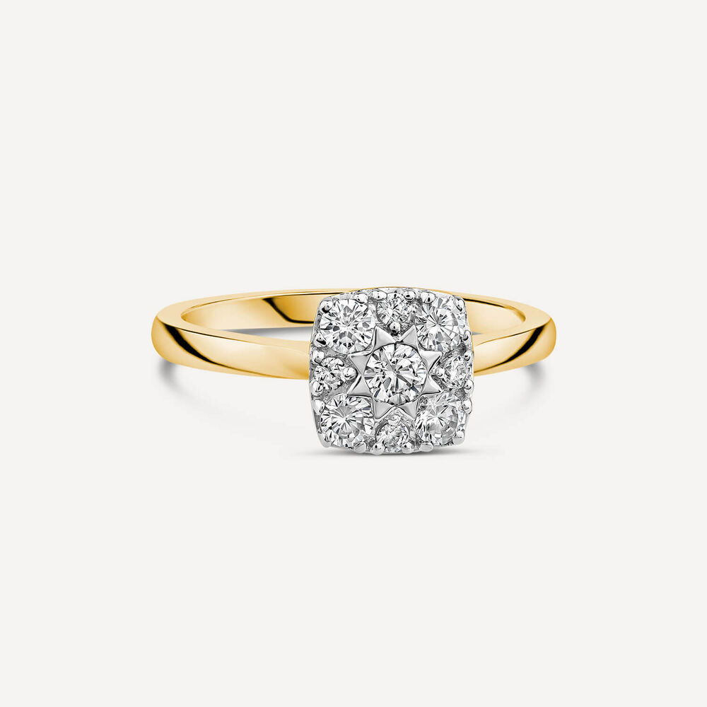 9ct Yellow Gold 0.50ct Square Cluster Diamond Ring image number 3