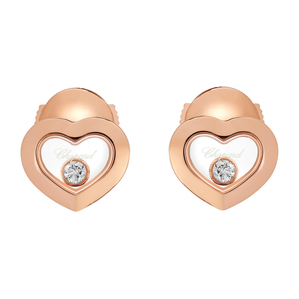 Chopard 18ct Rose Gold Happy Diamonds Icon Heart Earrings