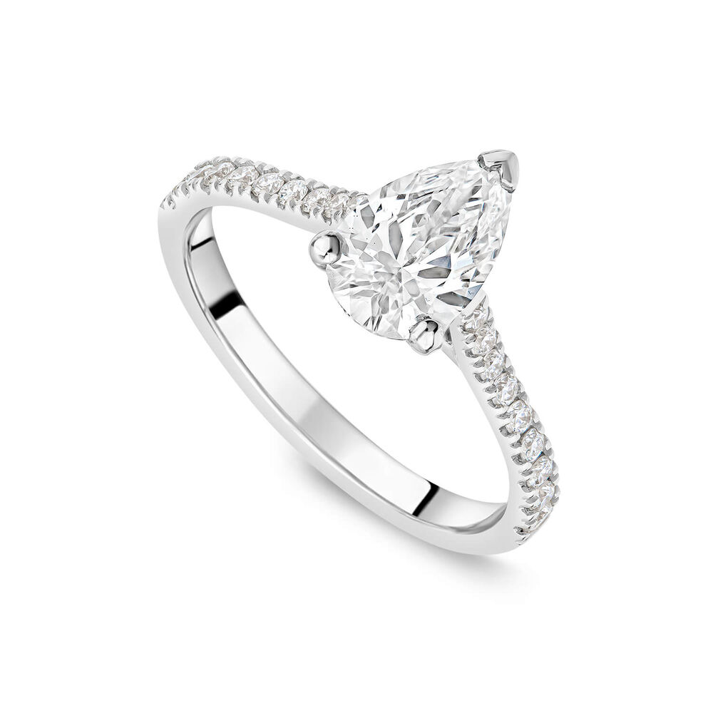 Born Platinum 1.20ct Lab Grown Pear Solitaire & Diamond Sides Ring