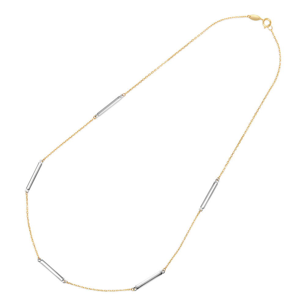 9ct Yellow & White Gold Polished Bars and Chain Necklet image number 3