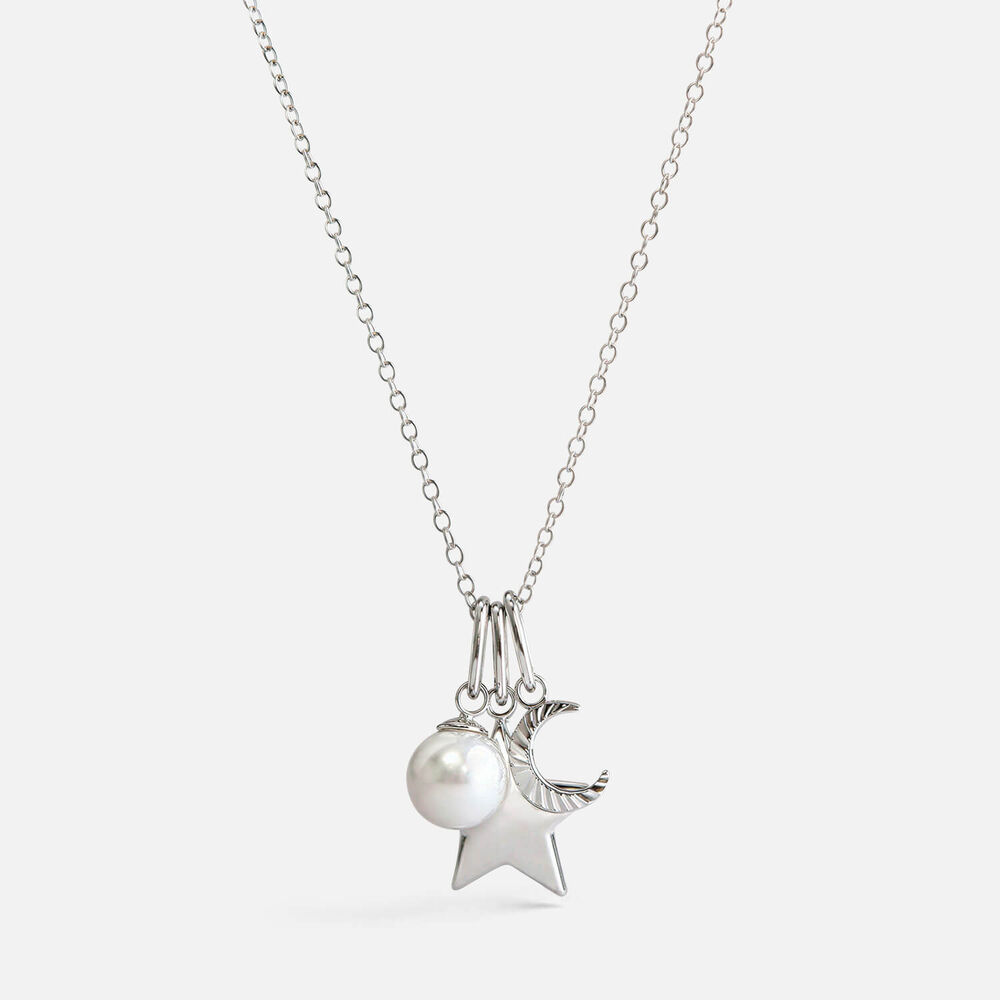 Sterling Silver Star & Moon & Pearl Pendant