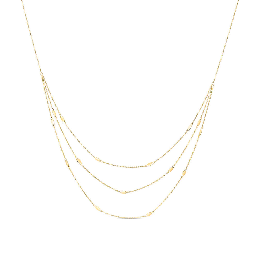 9ct Yellow Gold Three Strand Oval Polished Discs Necklet image number 0