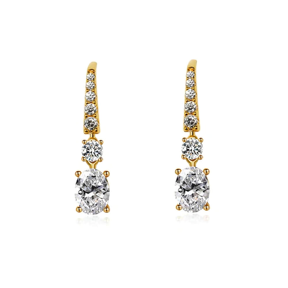CARAT* London Thea Oval Cubic Zirconia 18k Gold Vermeil Drop Earrings
