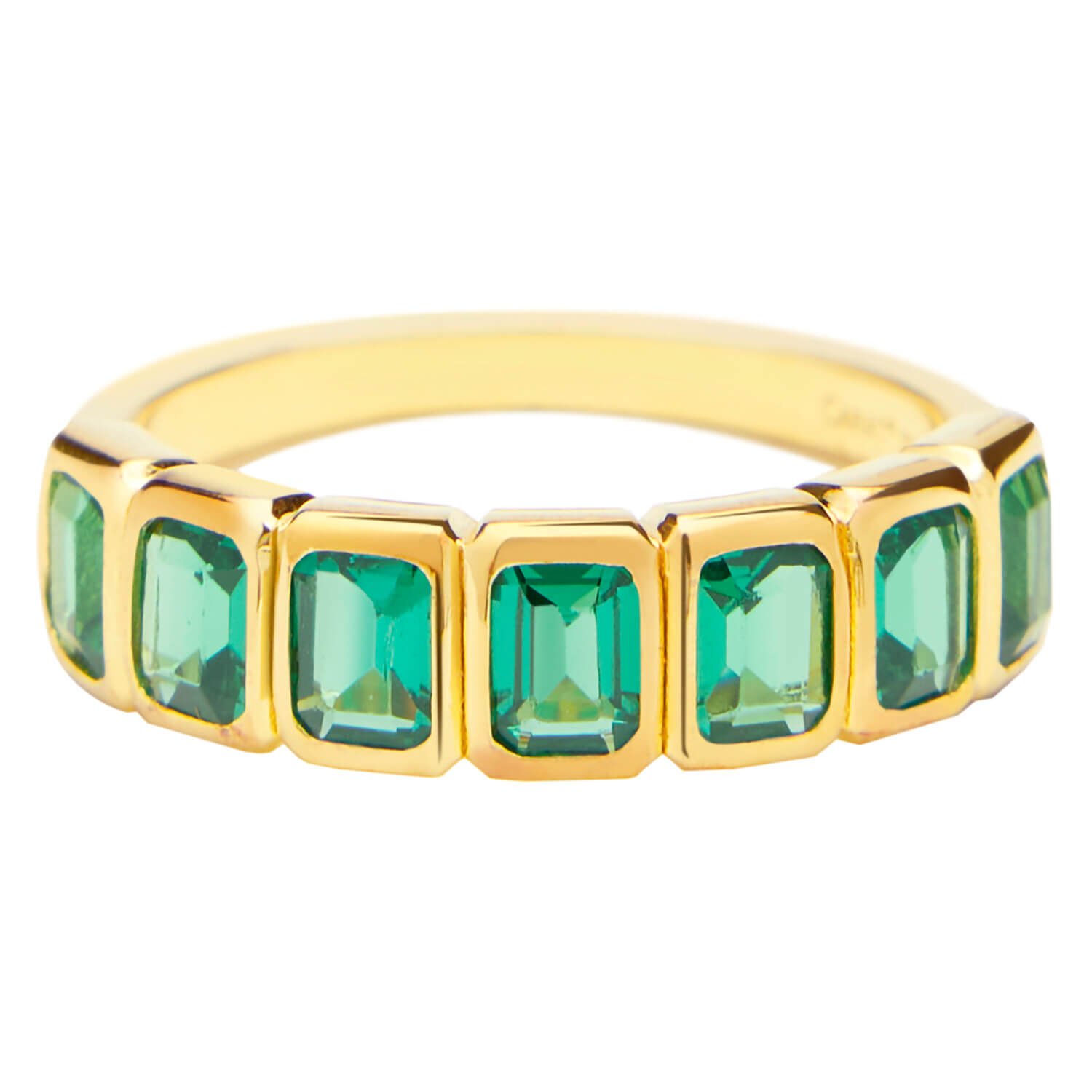 CARAT London Yellow Gold Vermeil Emerald Ring Size 6
