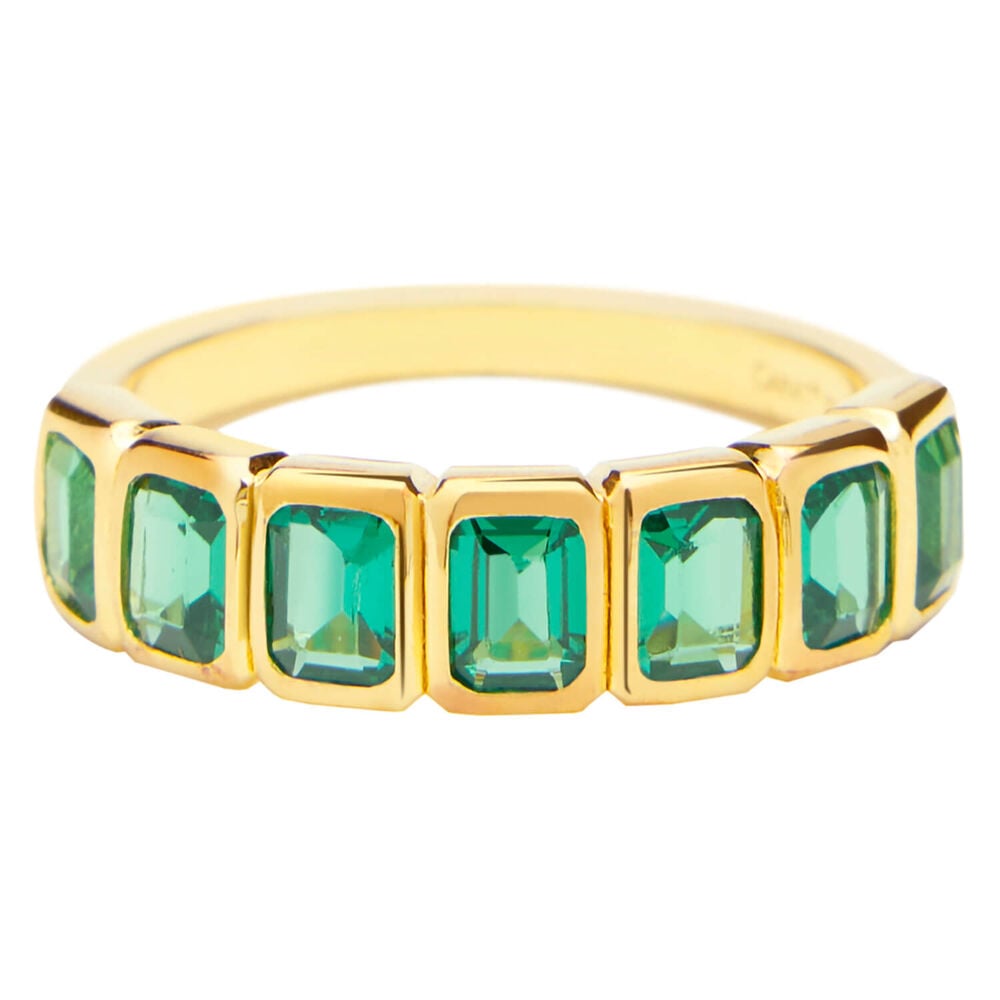 CARAT* London Cassidy Yellow Gold Vermeil Emerald Ring (Size 6) image number 0