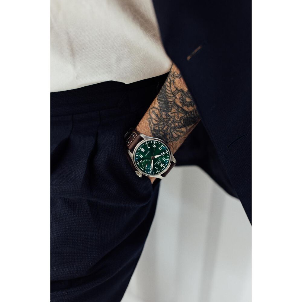 IWC Schaffhausen Big Pilot's "Racing Green" Edition Brown Leather Strap Watch image number 5