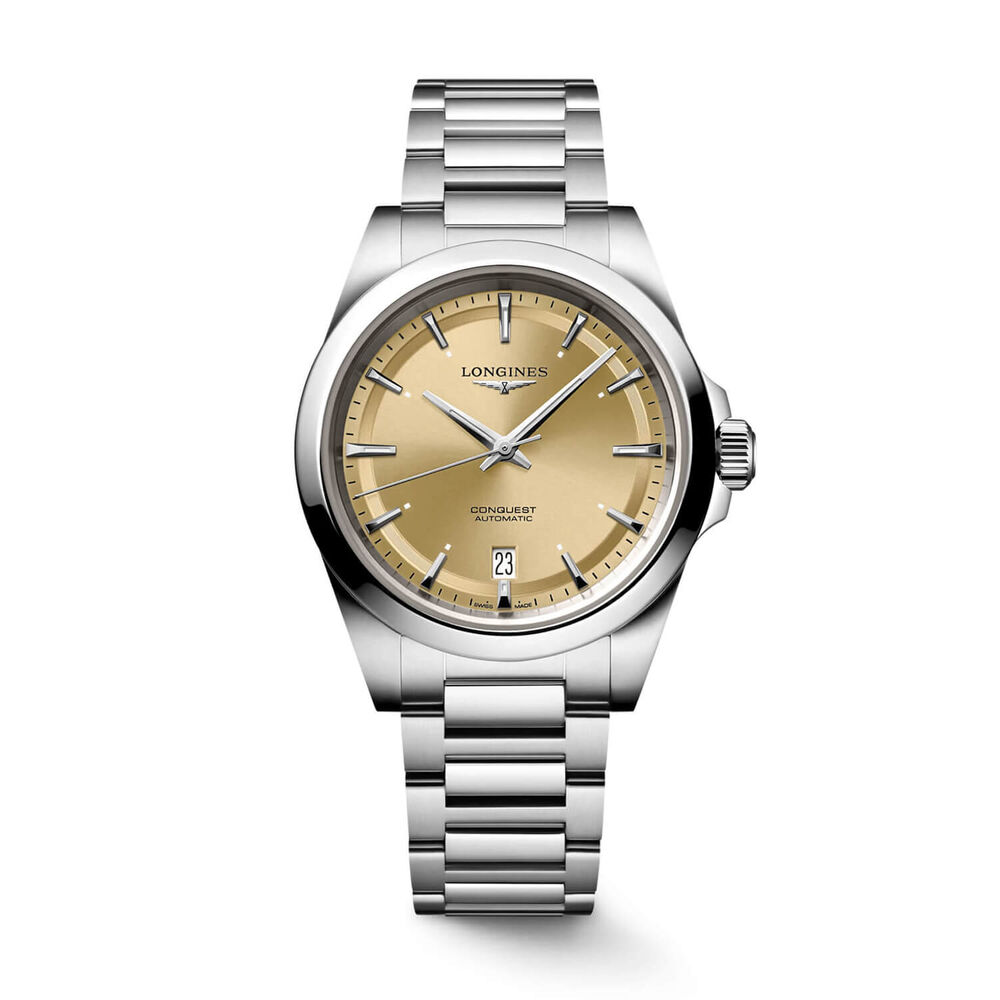 Longines Conquest 38mm Champagne Dial Steel Bracelet Watch image number 0