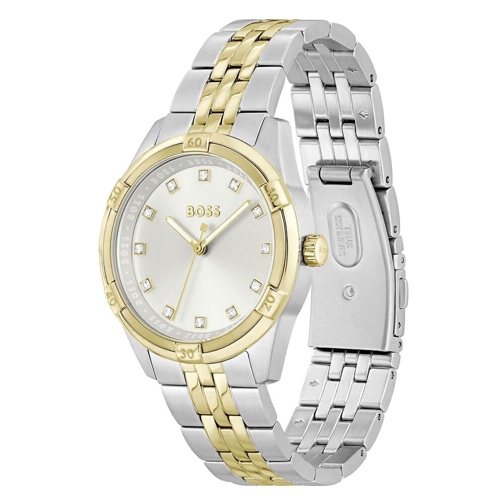 BOSS Rhea 36mm Silver Dial Yellow Gold  & Steel Bracelet Watch image number 2