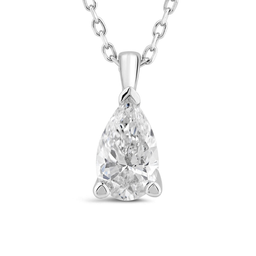 Born 18ct White Gold Lab Grown 0.50ct Pear Shape Diamond Pendant